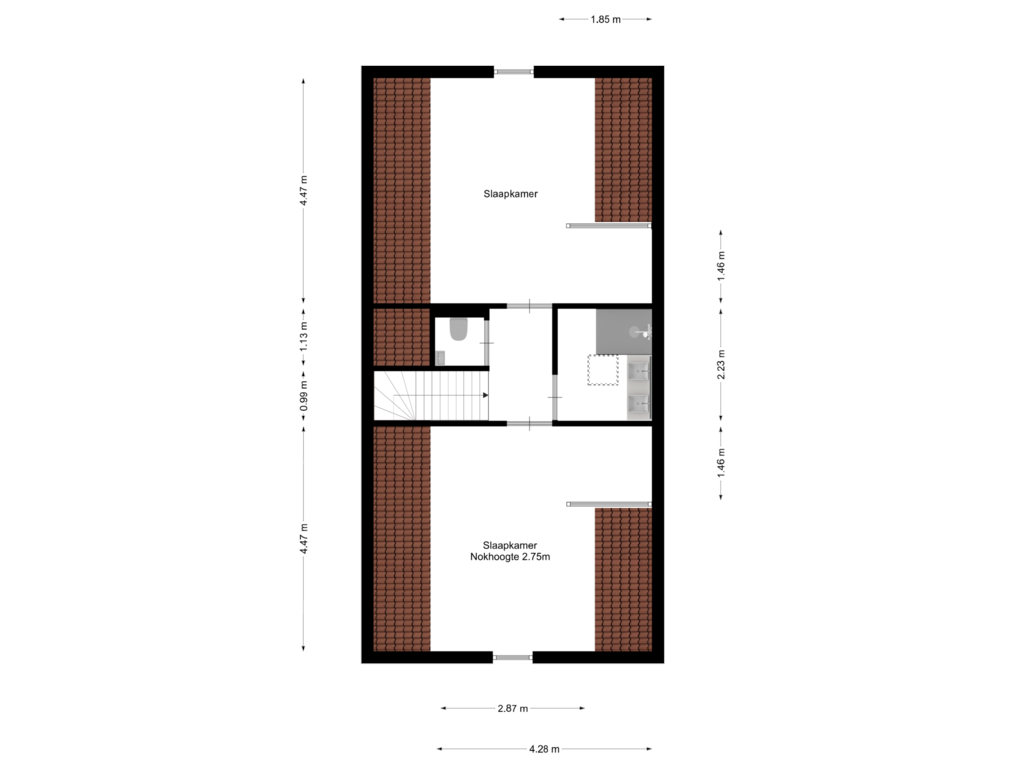 View floorplan of 2e verdieping optie of Eigendomweg 45