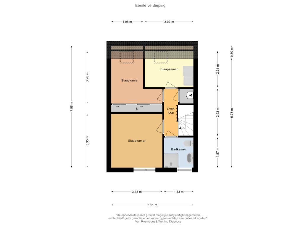 Bekijk plattegrond van Eerste verdieping van Achterstraat 67