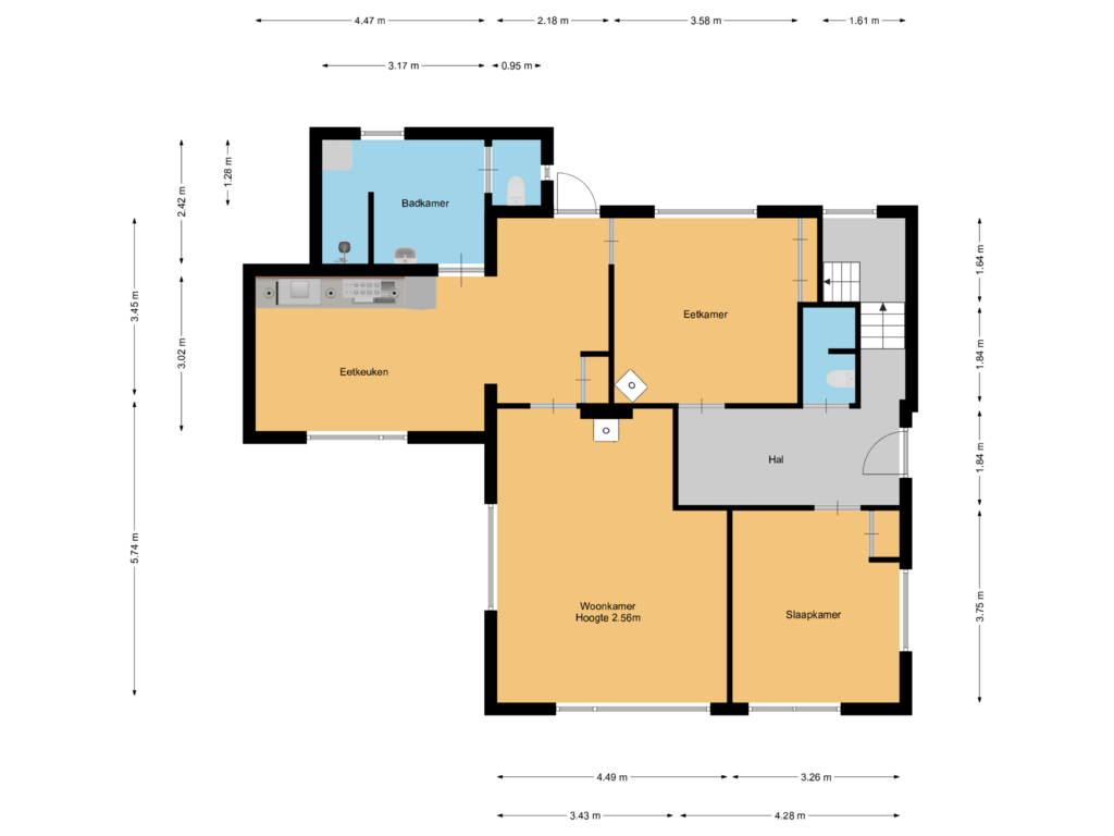 Bekijk plattegrond van Begane grond van Huinerschoolweg 12