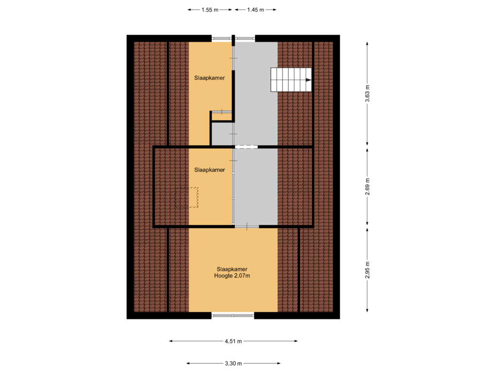 Bekijk plattegrond van 1e verdieping van Huinerschoolweg 12