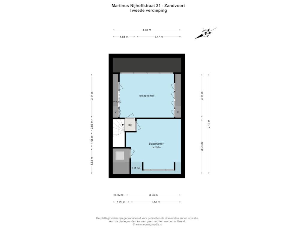 Bekijk plattegrond van Tweede verdieping van Martinus Nijhoffstraat 31