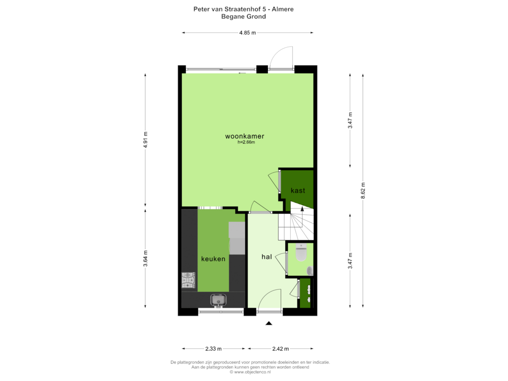 Bekijk plattegrond van BEGANE GROND van Peter van Straatenhof 5