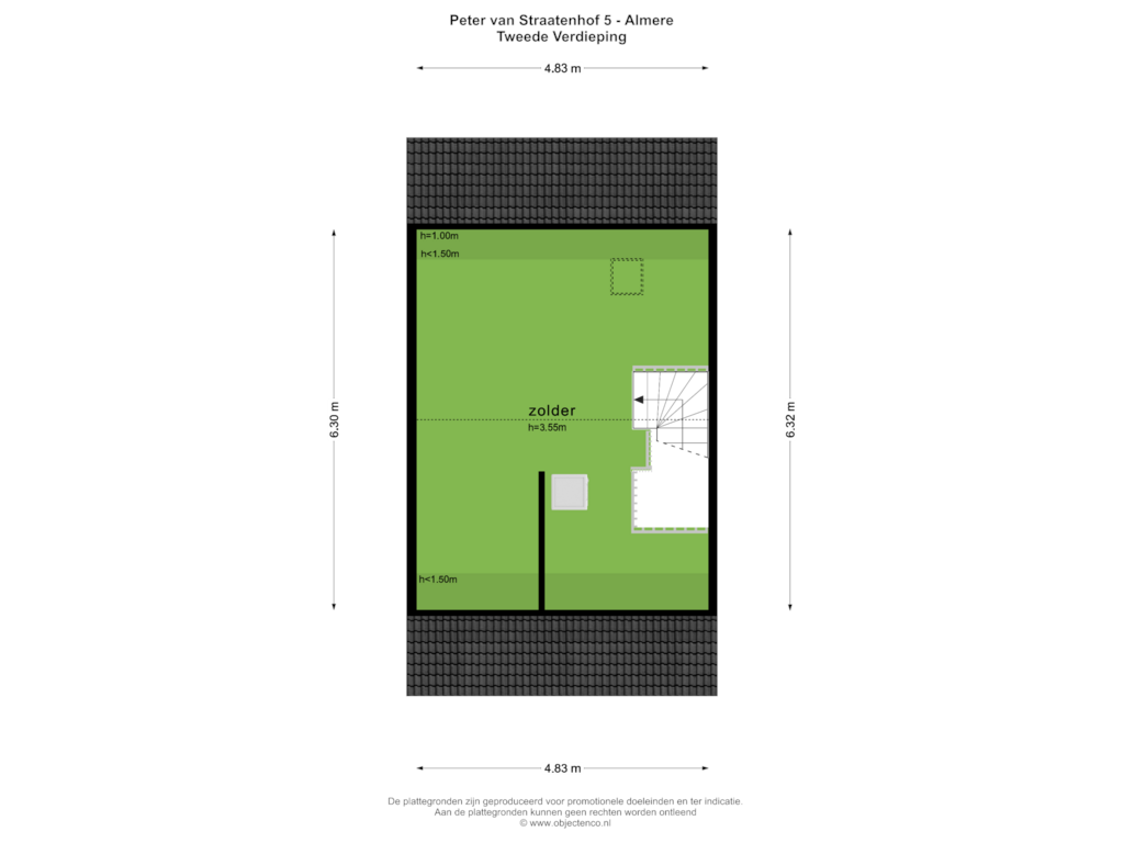 Bekijk plattegrond van TWEEDE VERDIEPING van Peter van Straatenhof 5