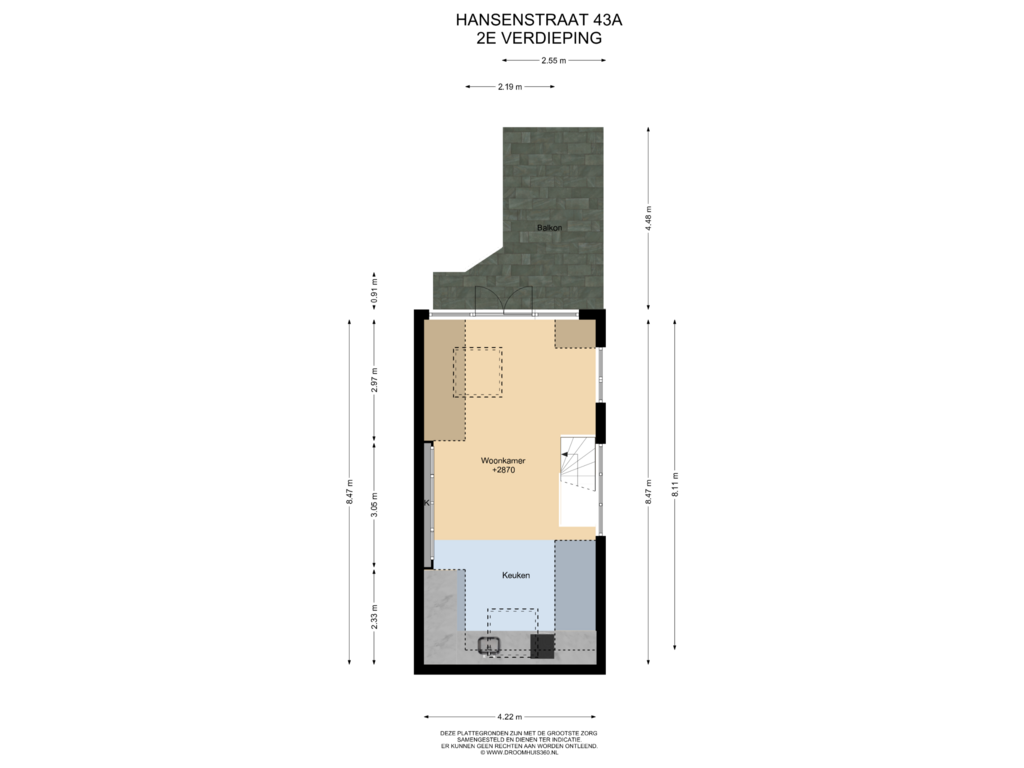 View floorplan of 2E Verdieping of Hansenstraat 43-A