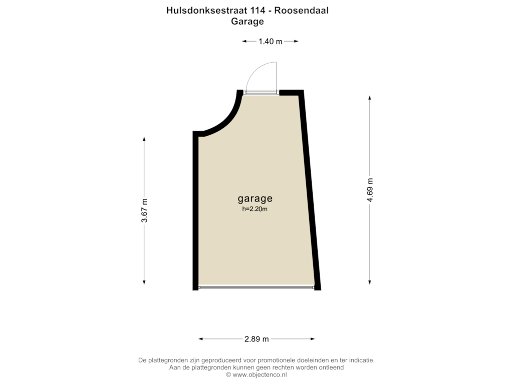 Bekijk plattegrond van Garage van Hulsdonksestraat 114