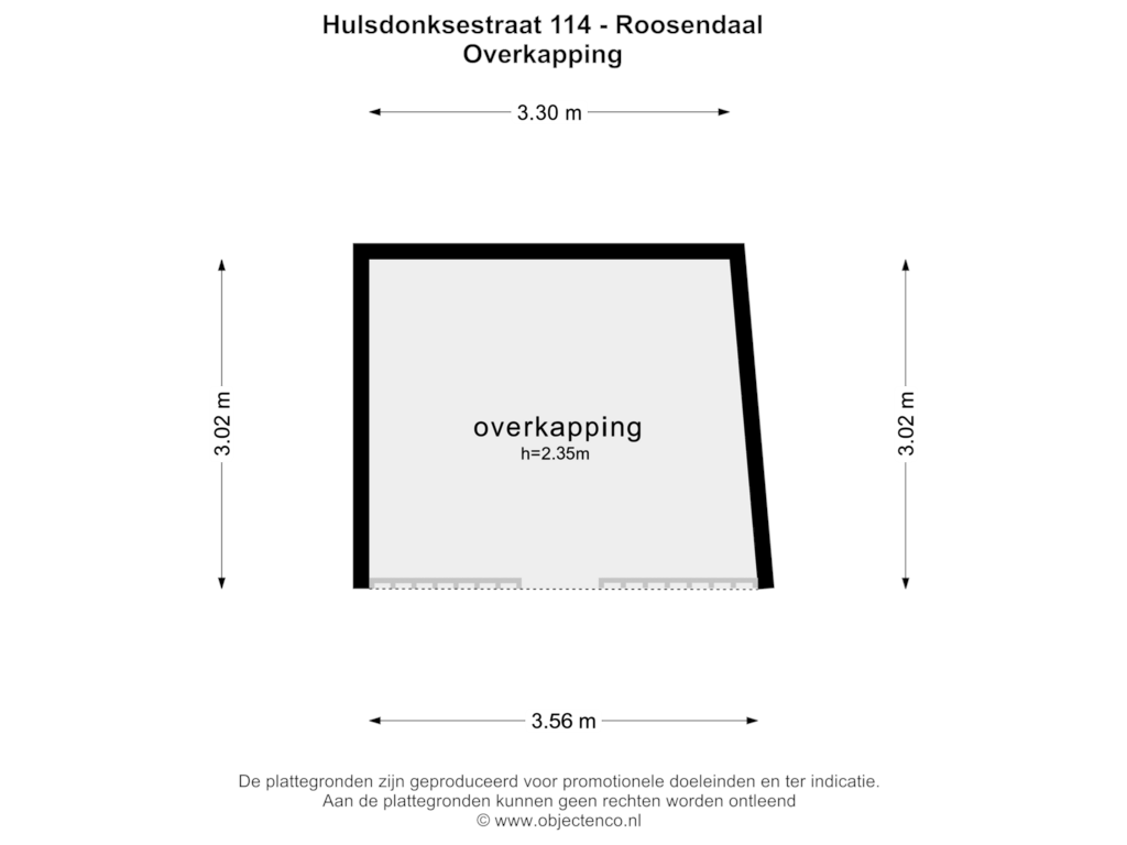 Bekijk plattegrond van Overkapping van Hulsdonksestraat 114