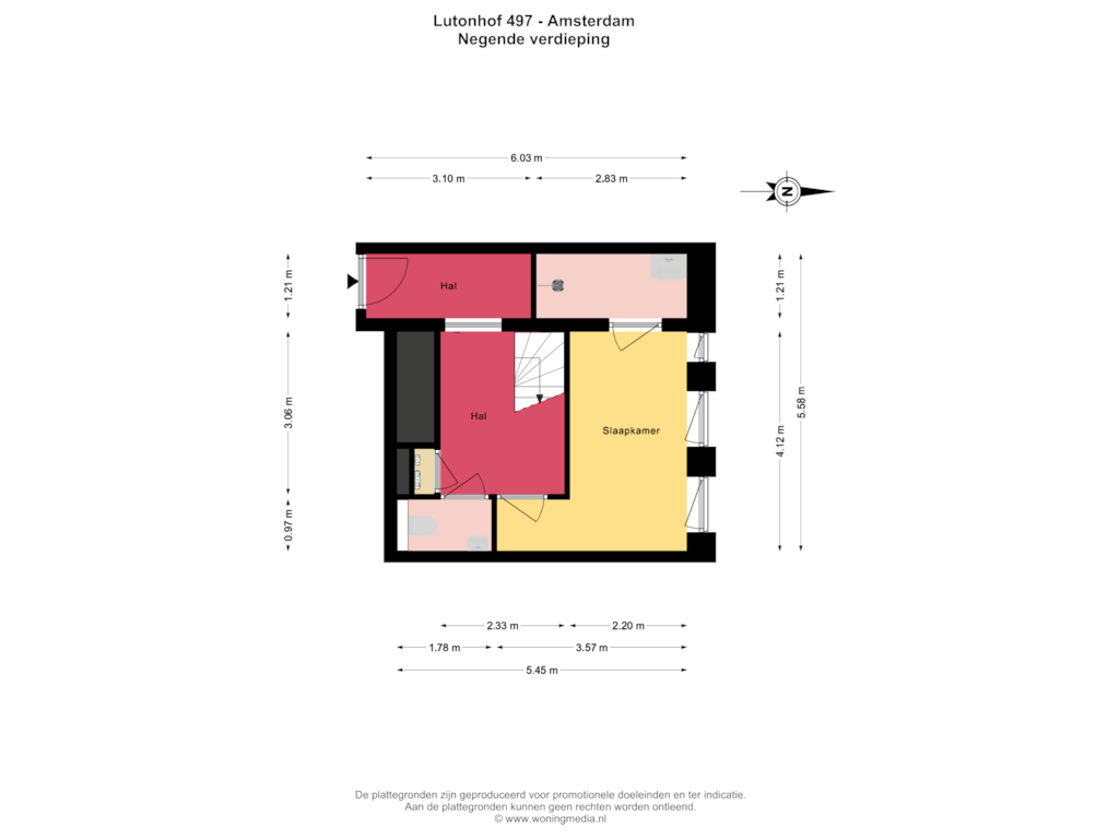 View floorplan of Negende verdieping of Lutonhof 497