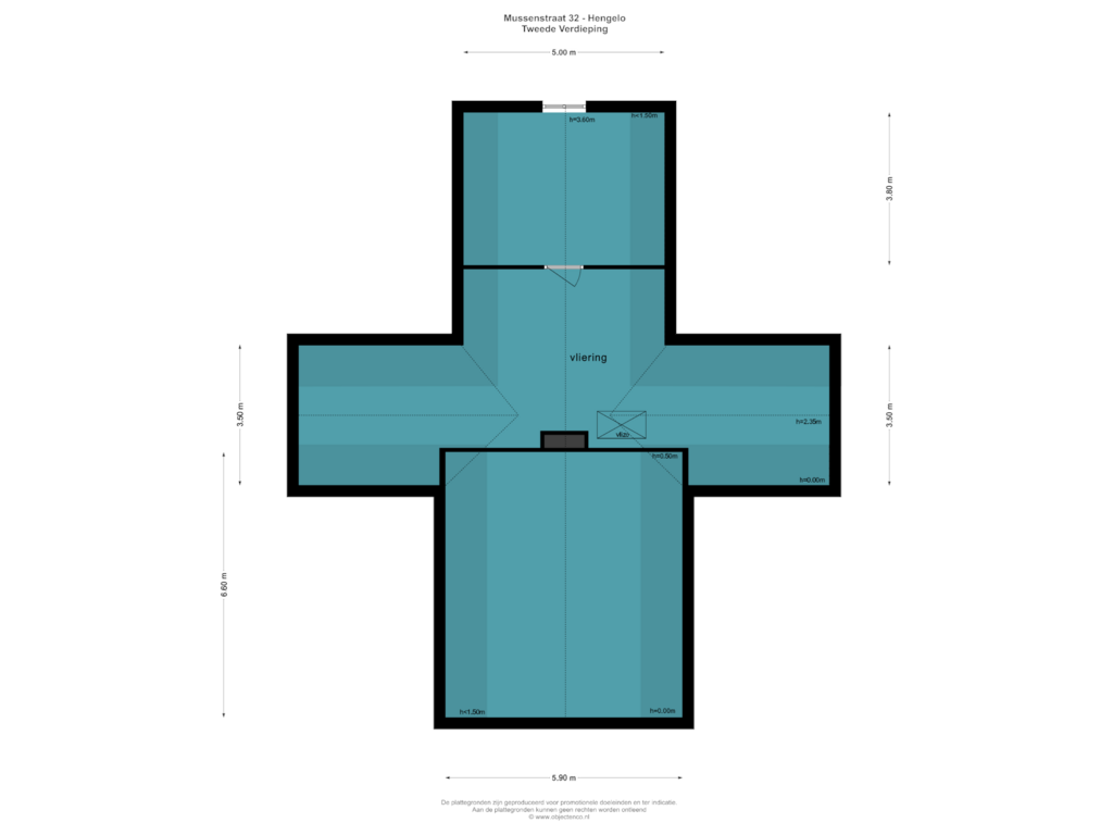 Bekijk plattegrond van TWEEDE VERDIEPING van Mussenstraat 32