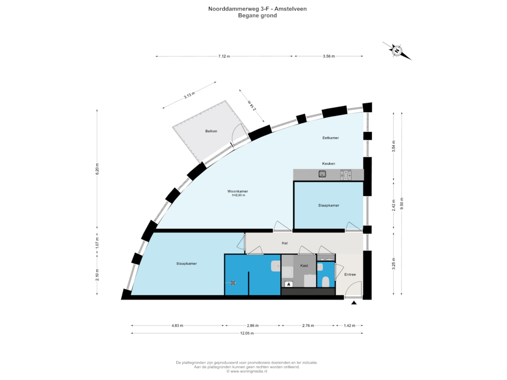 View floorplan of Begane grond of Noorddammerweg 3-F