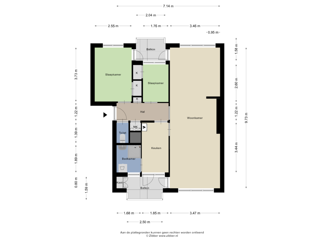 Bekijk plattegrond van Appartement van Vrangendael 58-I