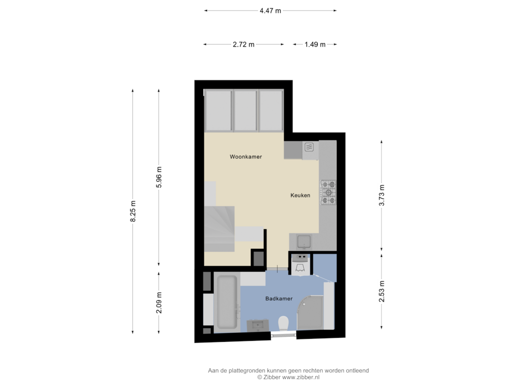 View floorplan of Souterrain of Bovenstraat 37