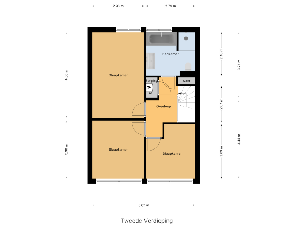 Bekijk plattegrond van Tweede Verdieping van Sint Petersburglaan 26