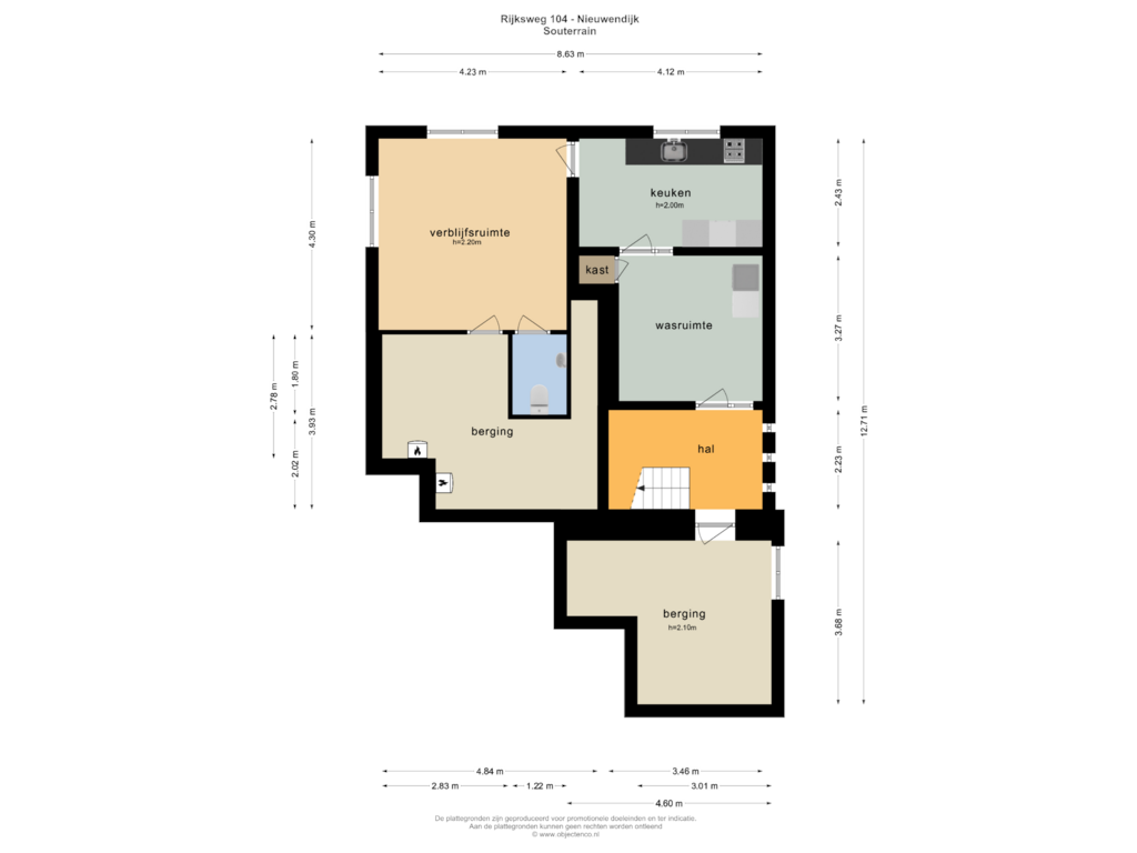 Bekijk plattegrond van Souterrain van Rijksweg 104