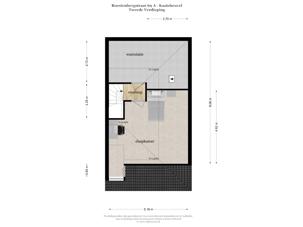 View floorplan of TWEEDE VERDIEPING of Roestenbergstraat 69-A