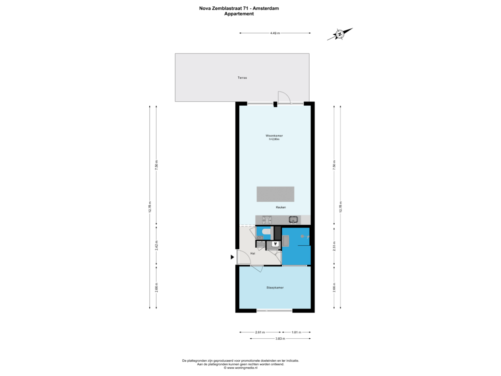 Bekijk plattegrond van Appartement van Nova Zemblastraat 71