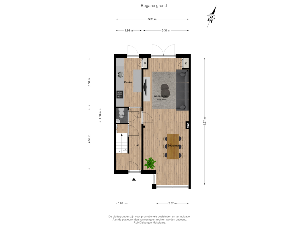 Bekijk plattegrond van Begane grond van Kastanjelaan 38