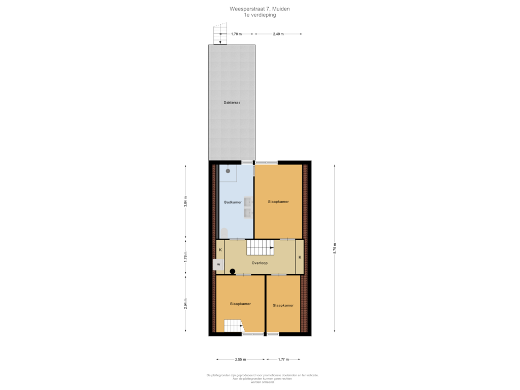 View floorplan of 1e verdieping of Weesperstraat 7