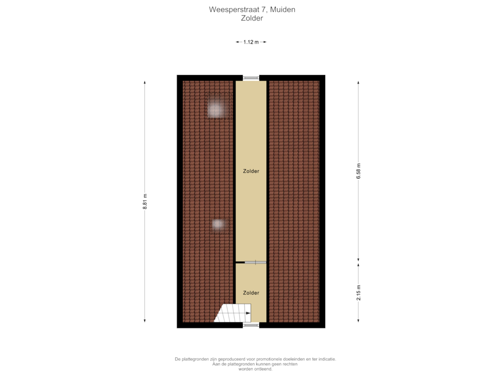 View floorplan of Zolder of Weesperstraat 7