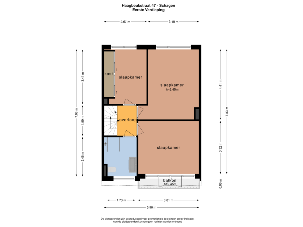 View floorplan of Eerste Verdieping of Haagbeukstraat 47