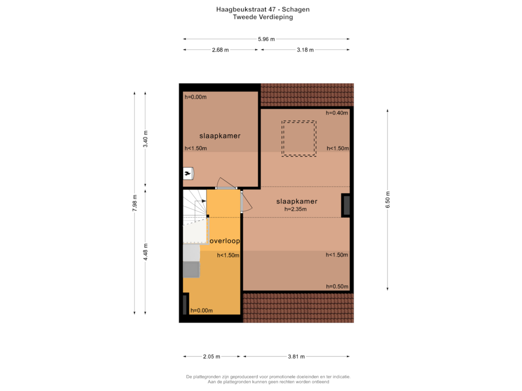 View floorplan of Tweede Verdieping of Haagbeukstraat 47