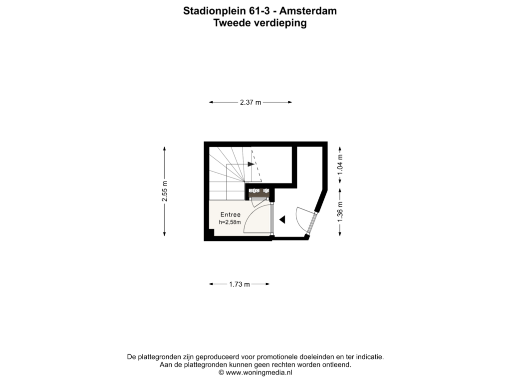 Bekijk plattegrond van Tweede verdieping van Stadionplein 61-3