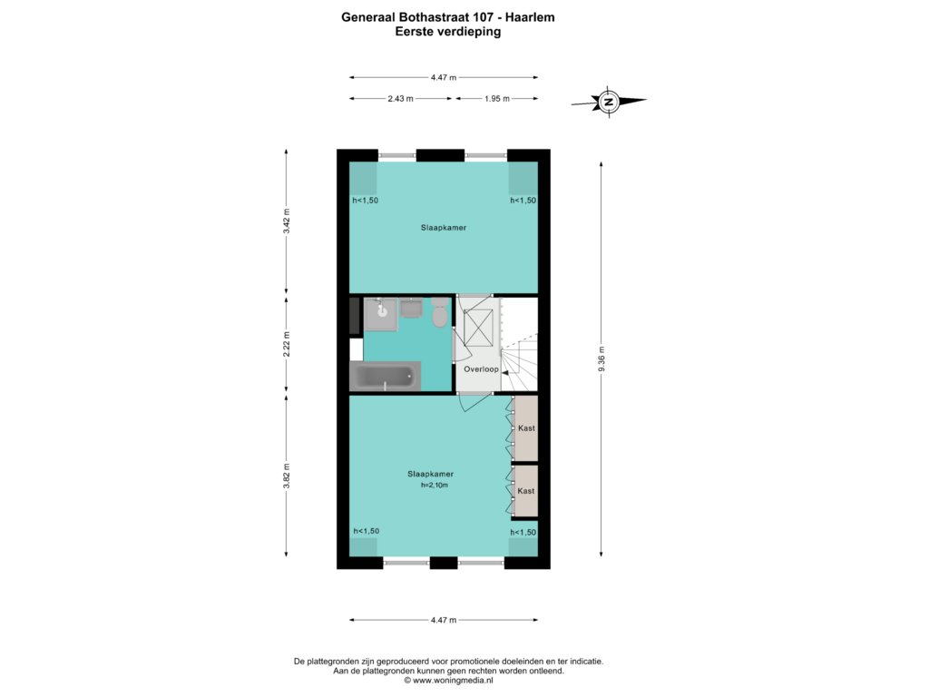 Bekijk plattegrond van Eerste verdieping van Generaal Bothastraat 107