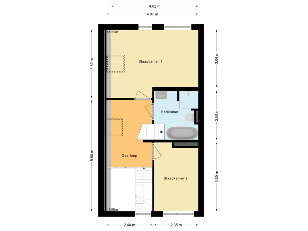 View floorplan of Eerste verdieping of Schildersloot 28