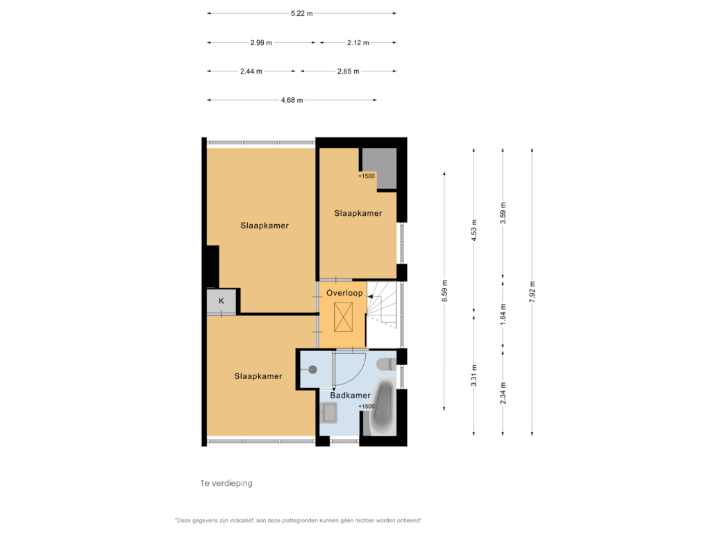 View floorplan of 1e verdieping of Populierenlaan 39