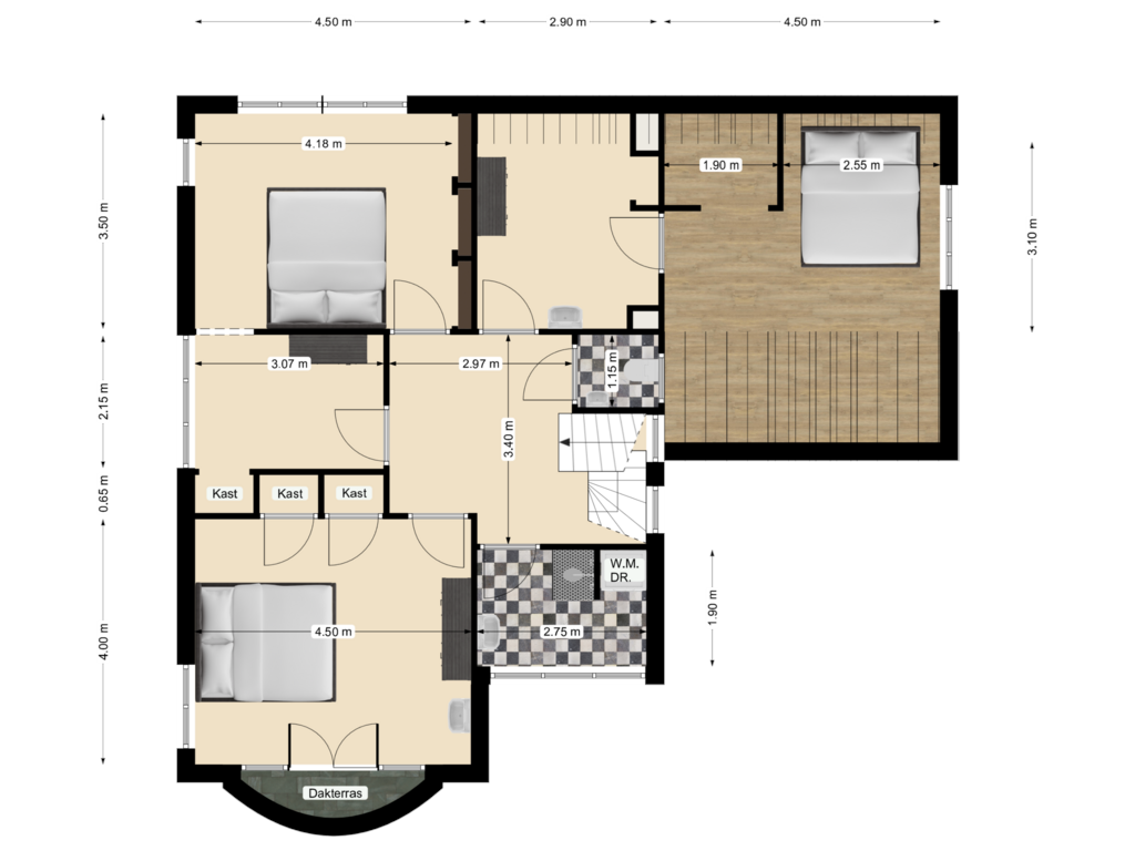 Bekijk plattegrond van Bovenverdieping van Julianastraat 3