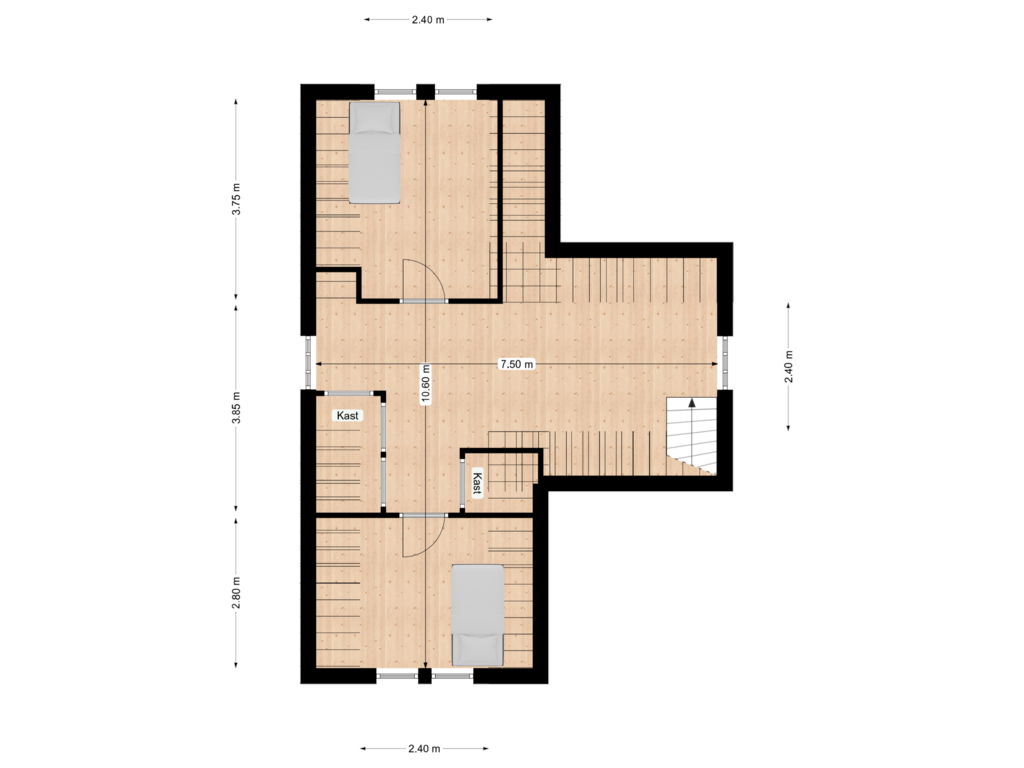 Bekijk plattegrond van Zolder van Julianastraat 3