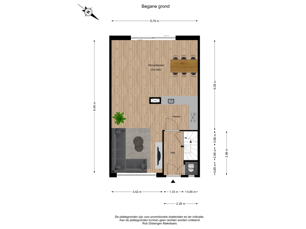 Bekijk plattegrond van Begane grond van Sandenburgstraat 17