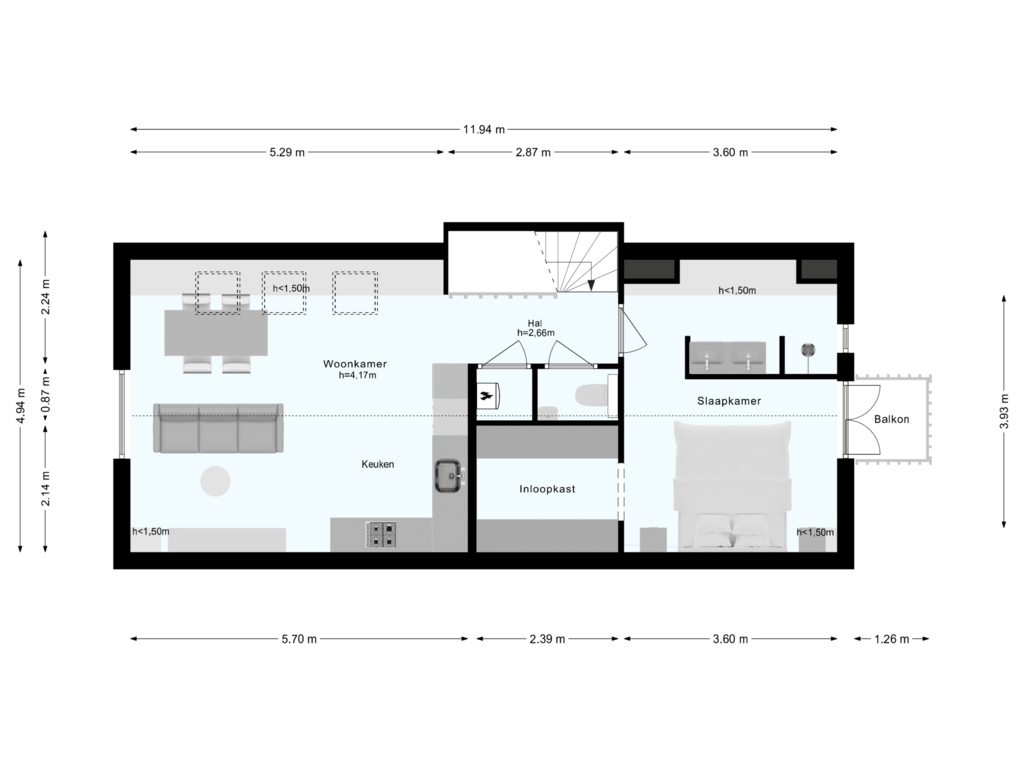 View floorplan of Tweede verdieping of Willemsparkweg 12-2