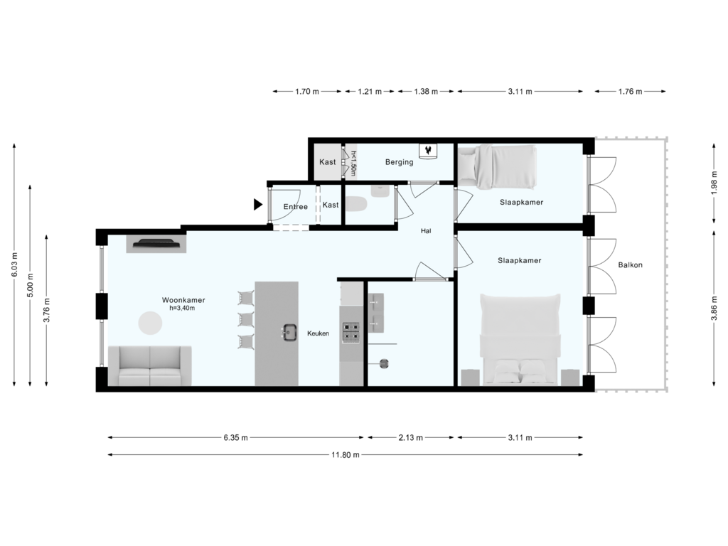 Bekijk plattegrond van Bel etage van Willemsparkweg 12-H