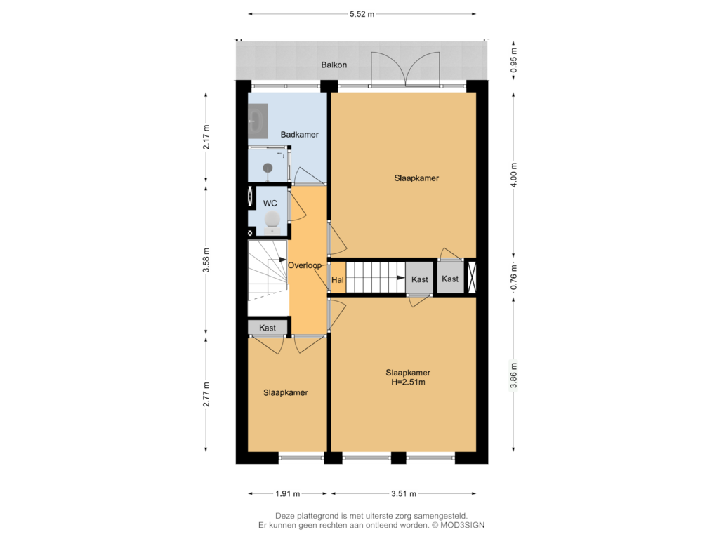 View floorplan of 1e Verdieping of Jan van Galenstraat 24