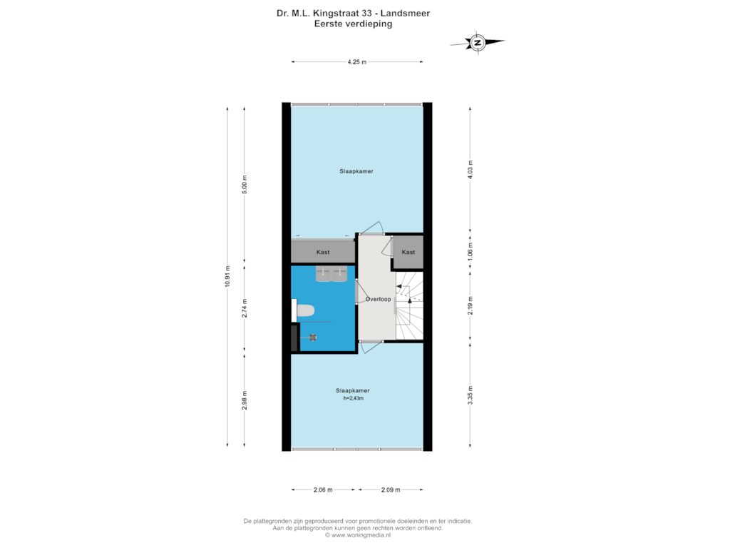 Bekijk plattegrond van Eerste verdieping van Dr. M.L. Kingstraat 33