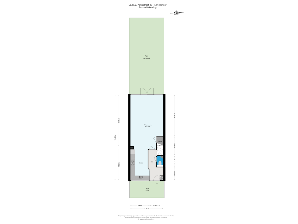 Bekijk plattegrond van Perceeltekening van Dr. M.L. Kingstraat 33