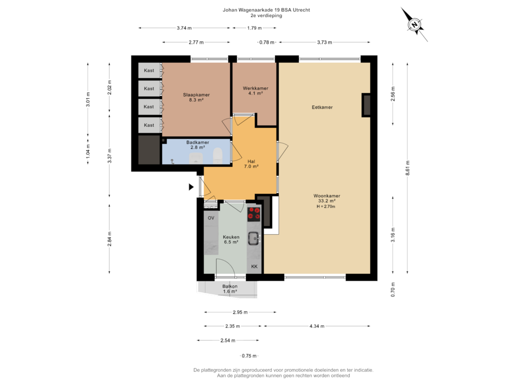 Bekijk plattegrond van 2e verdieping van Johan Wagenaarkade 19-BSA