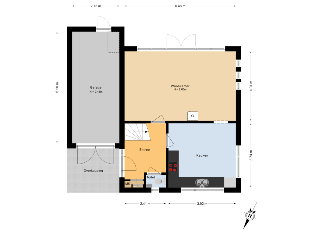 Bekijk plattegrond van Begane grond van Jan Vermeerstraat 2