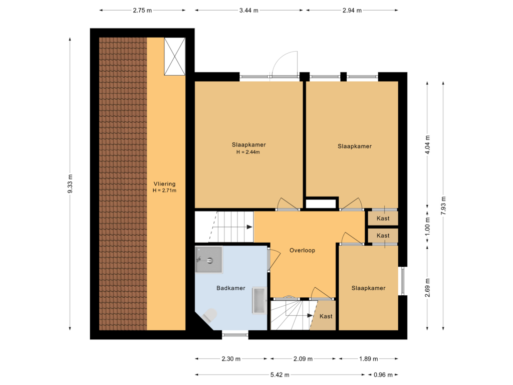 Bekijk plattegrond van Eerste verdieping van Jan Vermeerstraat 2