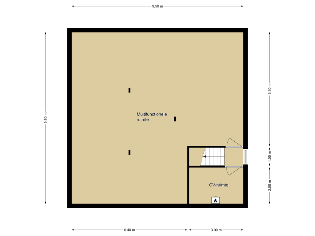 Bekijk plattegrond van Souterrain van Fahrenheitstraat 24