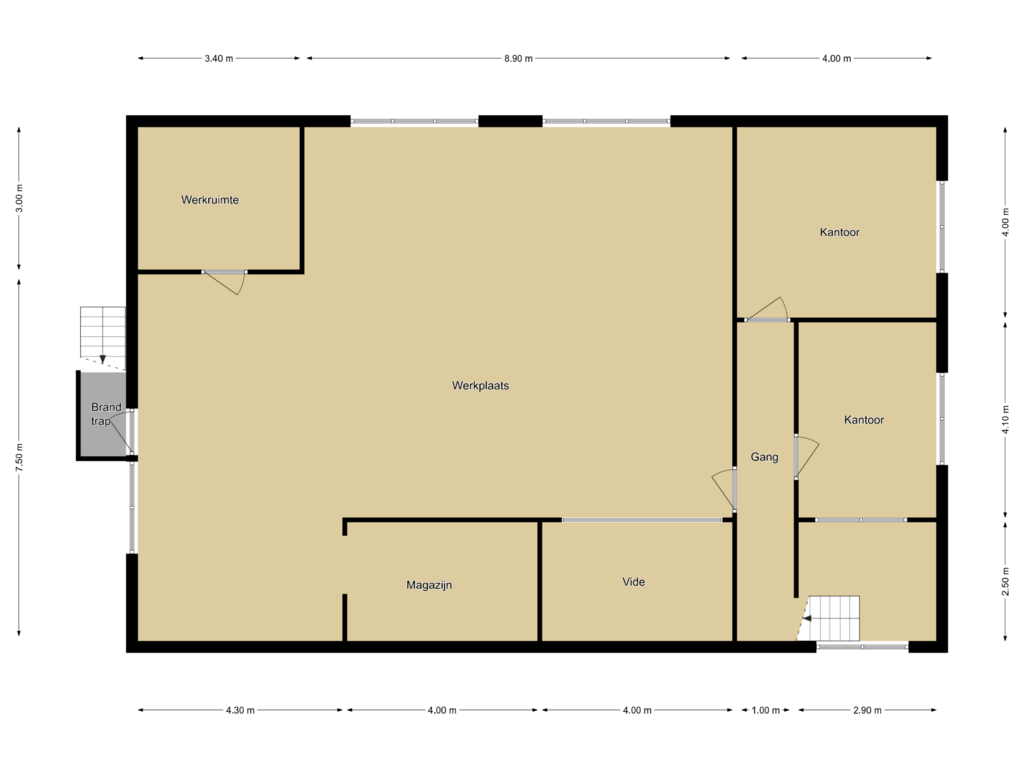 Bekijk plattegrond van Bijgebouw 1e verdieping van Fahrenheitstraat 24