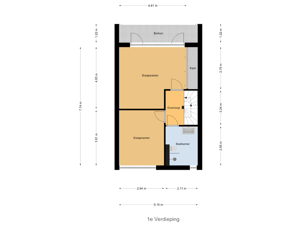 Bekijk plattegrond van 1e Verdieping van Kreekstraat 9