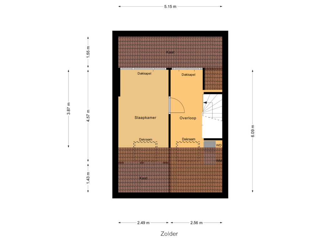 Bekijk plattegrond van Zolder van Kreekstraat 9