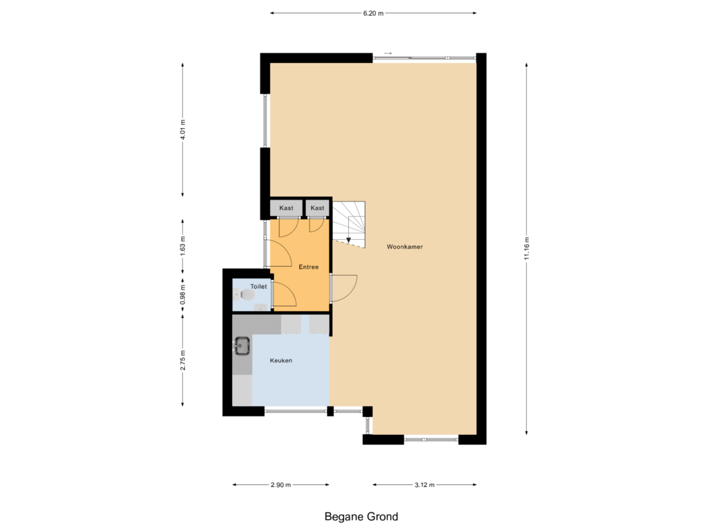 Bekijk plattegrond van Begane Grond van Vlierbessenstraat 2