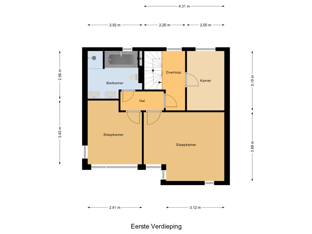 View floorplan of Eerste Verdieping of Vlierbessenstraat 2