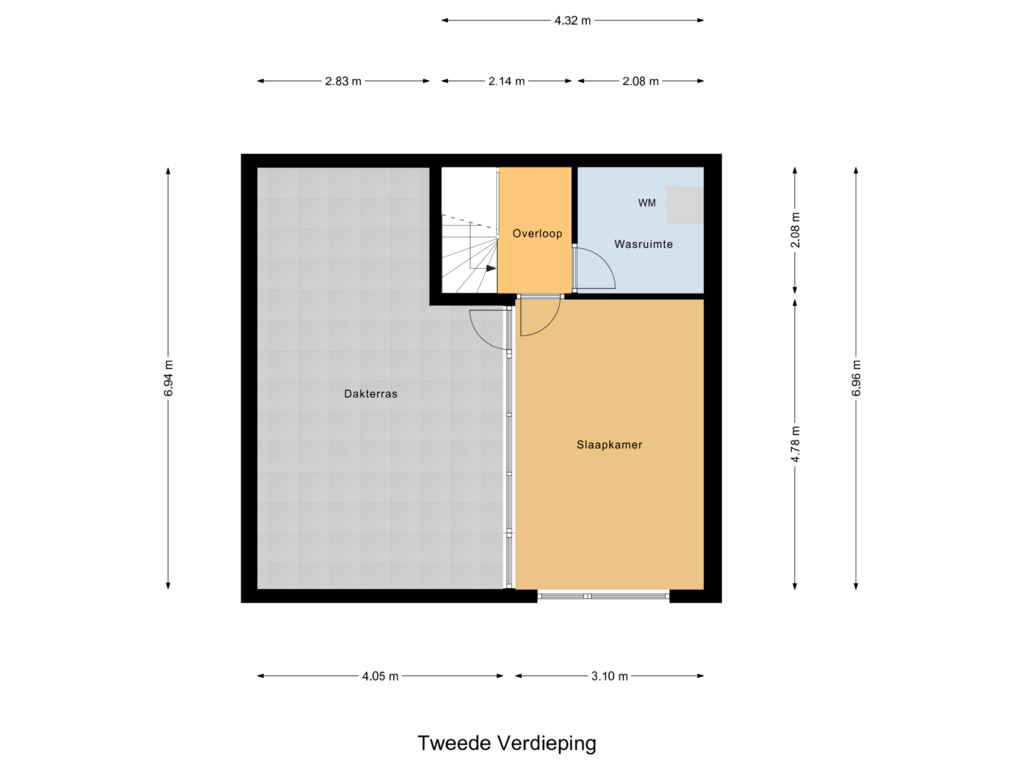 Bekijk plattegrond van Tweede Verdieping van Vlierbessenstraat 2