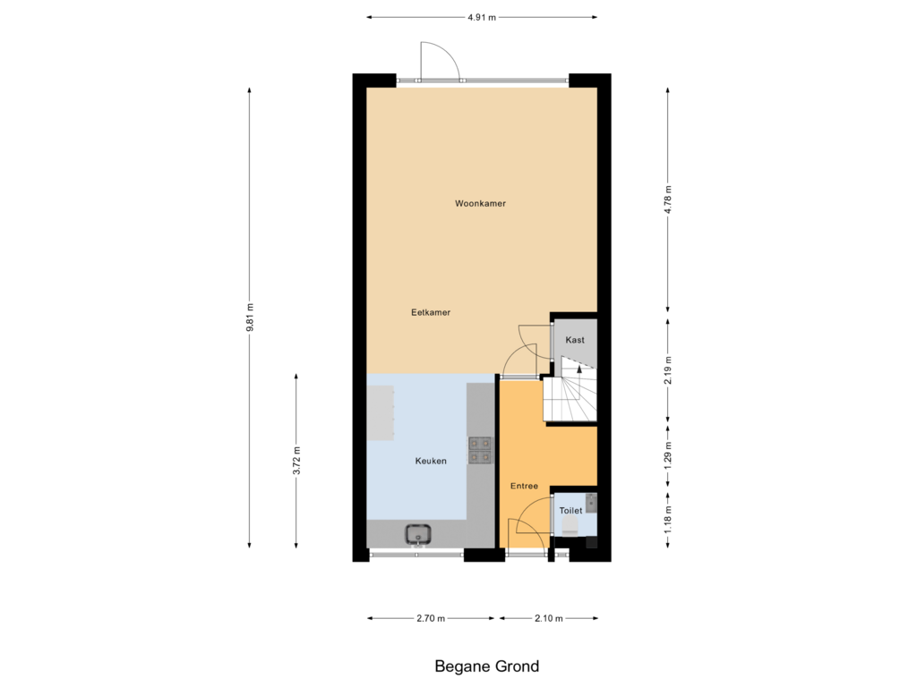 Bekijk plattegrond van Begane Grond van Breeuwer 58