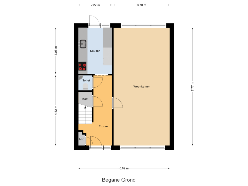 Bekijk plattegrond van Begane Grond van Keurhove 62