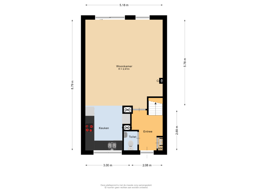 Bekijk plattegrond van Begane grond van Rosa Spierstraat 15