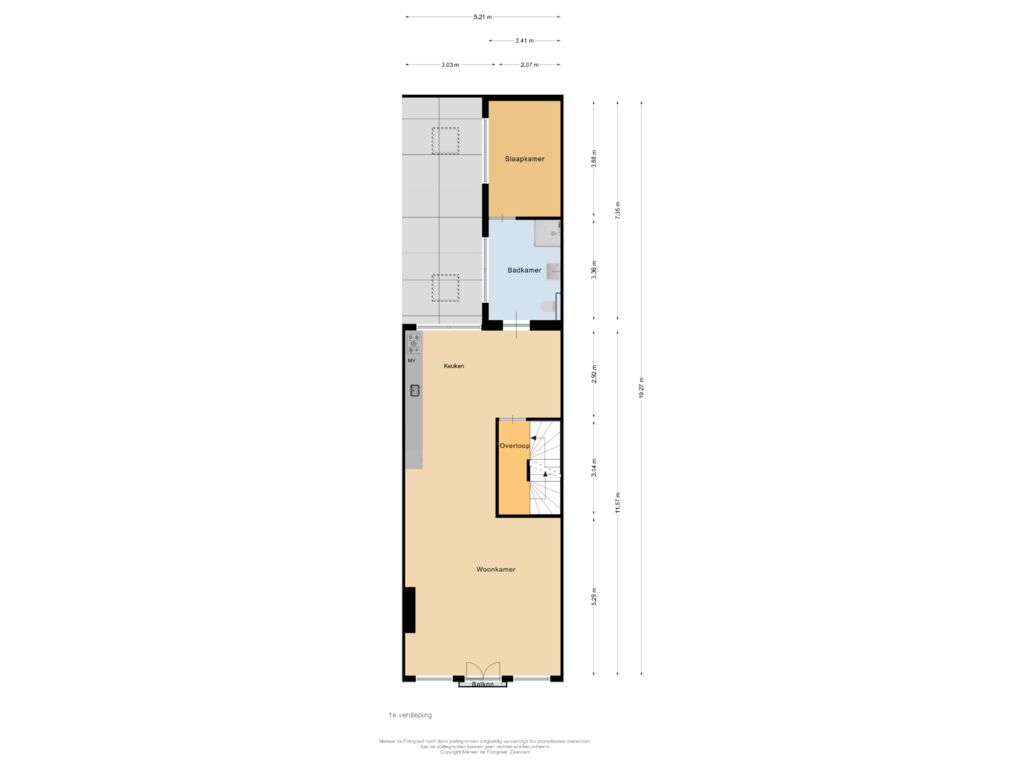 Bekijk plattegrond van 1e verdieping van Leliegracht 12-1